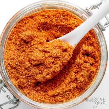 Blackened seasoning recipe in a jar.