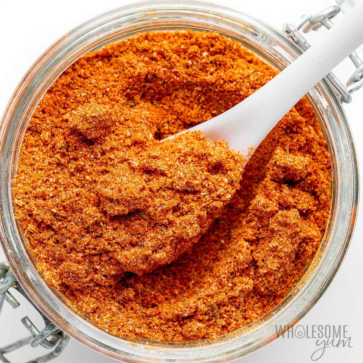 Blackened seasoning recipe in a jar.