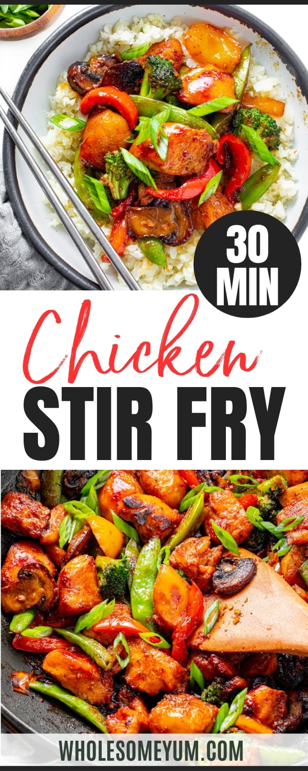 Chicken stir fry recipe pin.