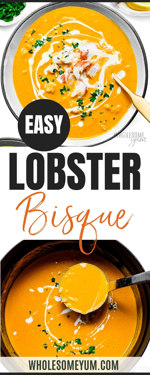 Lobster bisque recipe pin.
