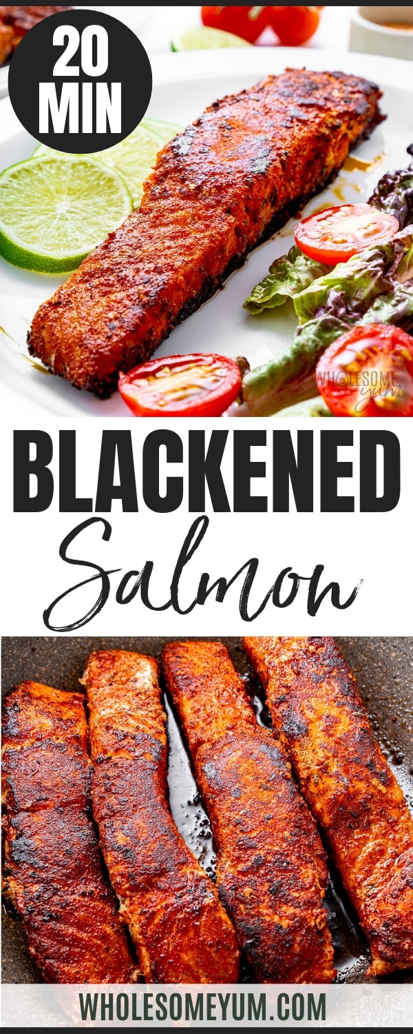 Blackened salmon recipe pin.