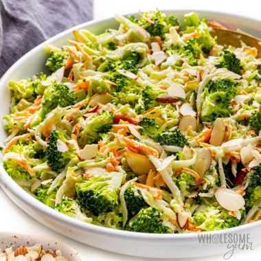 Broccoli slaw recipe in a bowl.