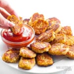 Cauliflower tots with ketchup.
