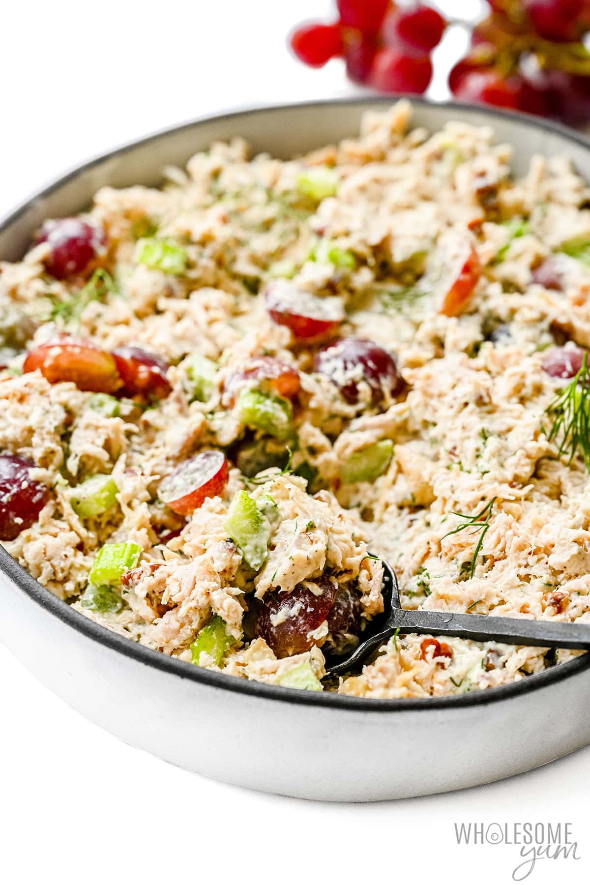 The best chicken salad recipe in a bowl.