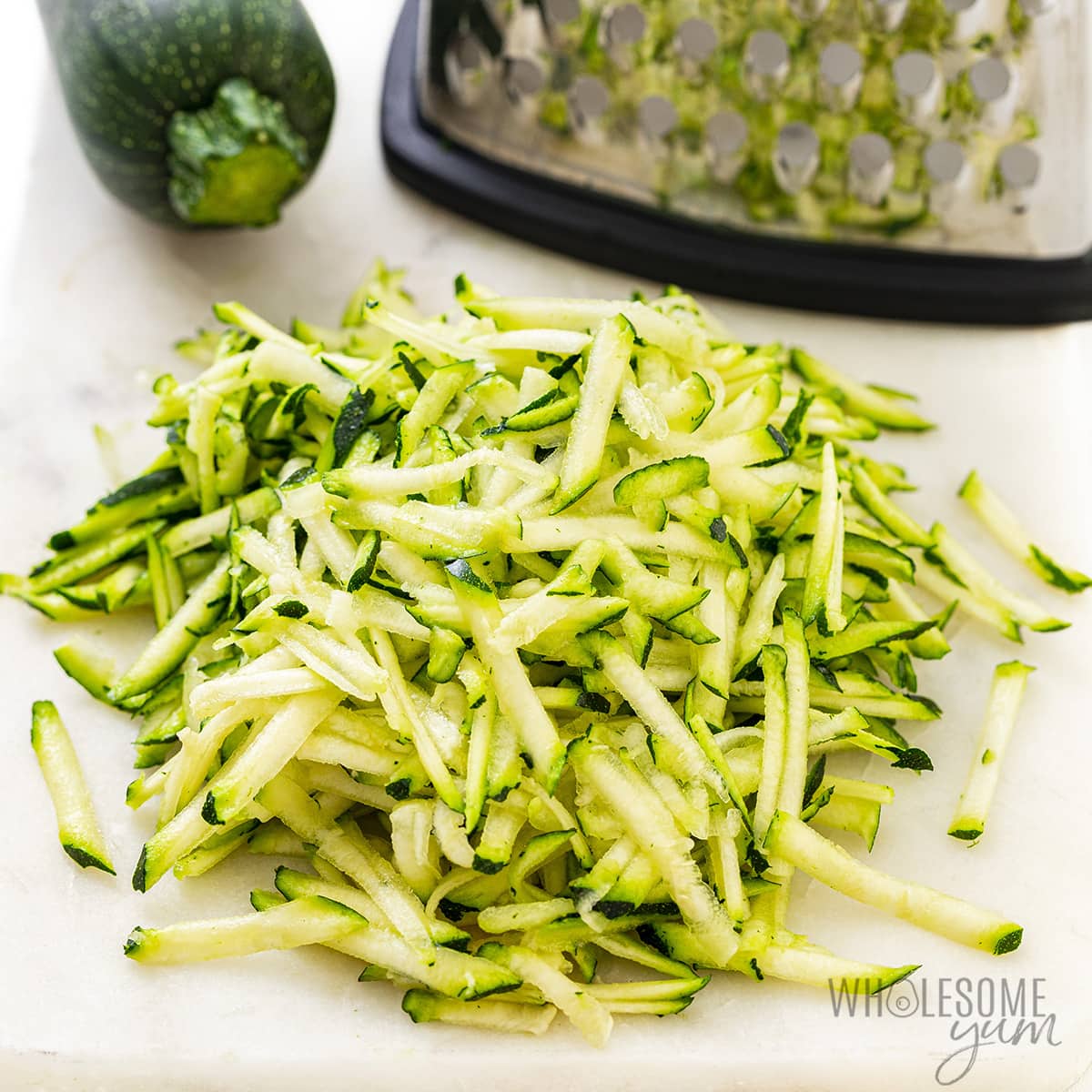 Zucchini shredded with a grater.