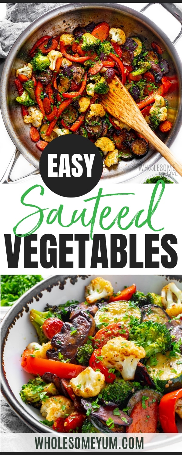 Sauteed vegetables recipe pin.