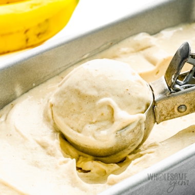 Banana ice cream close up.