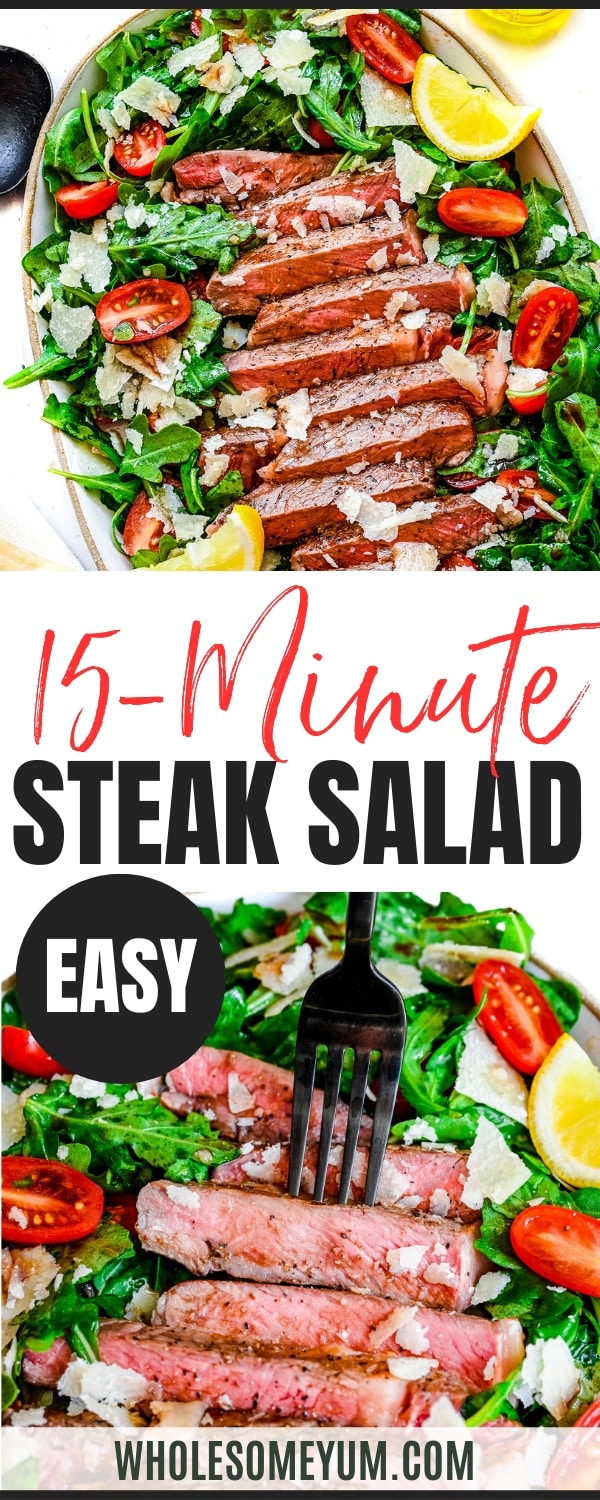 Steak salad recipe pin.