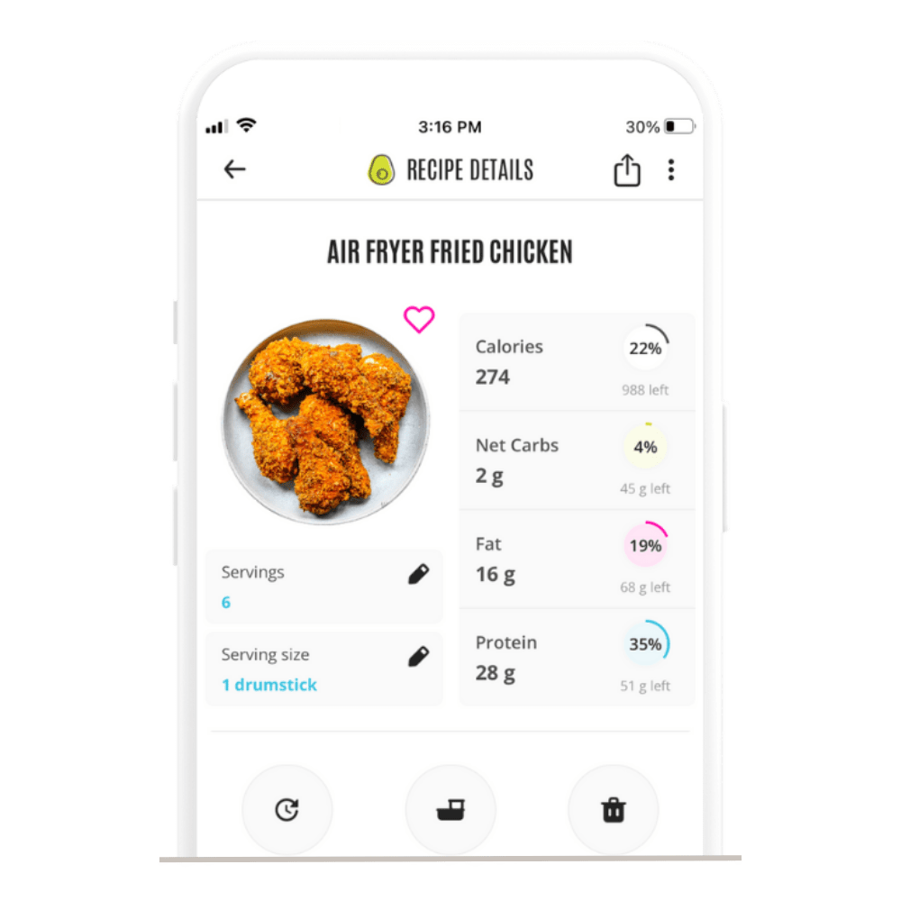 Wholesome Yum app with air fryer fried chicken recipe.