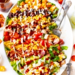 BBQ chicken salad on a platter.