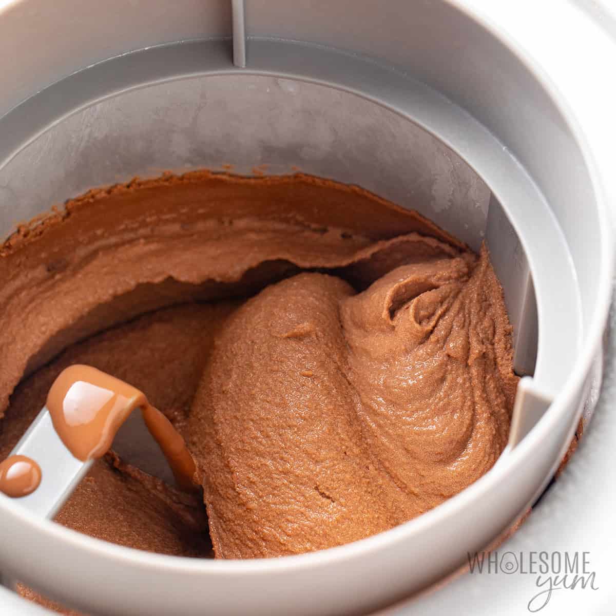 Protein ice cream churned to soft serve texture.