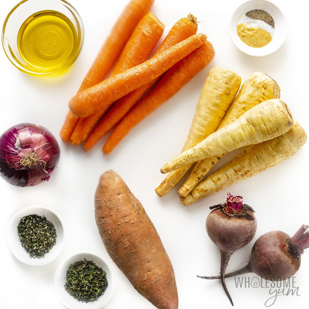 Roasted Root Vegetables Recipe Ingredients.
