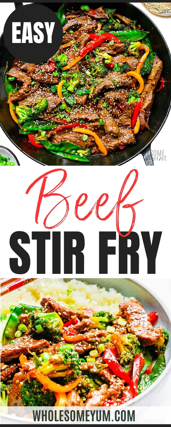 Beef stir fry recipe pin.