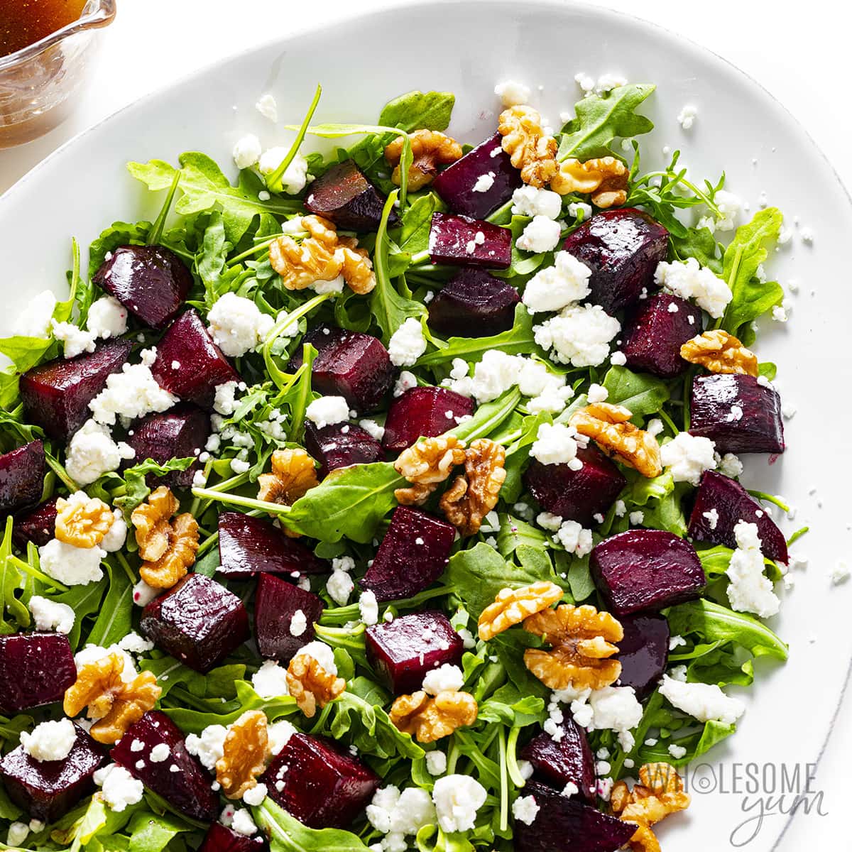 Roasted beet salad with goat cheese and walnuts.