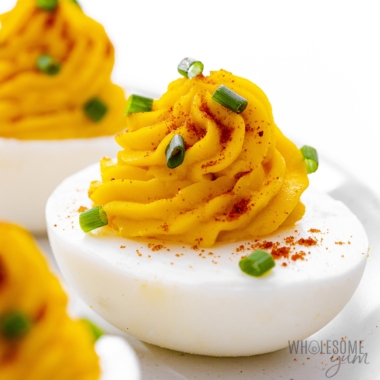 The best deviled eggs recipe close up.