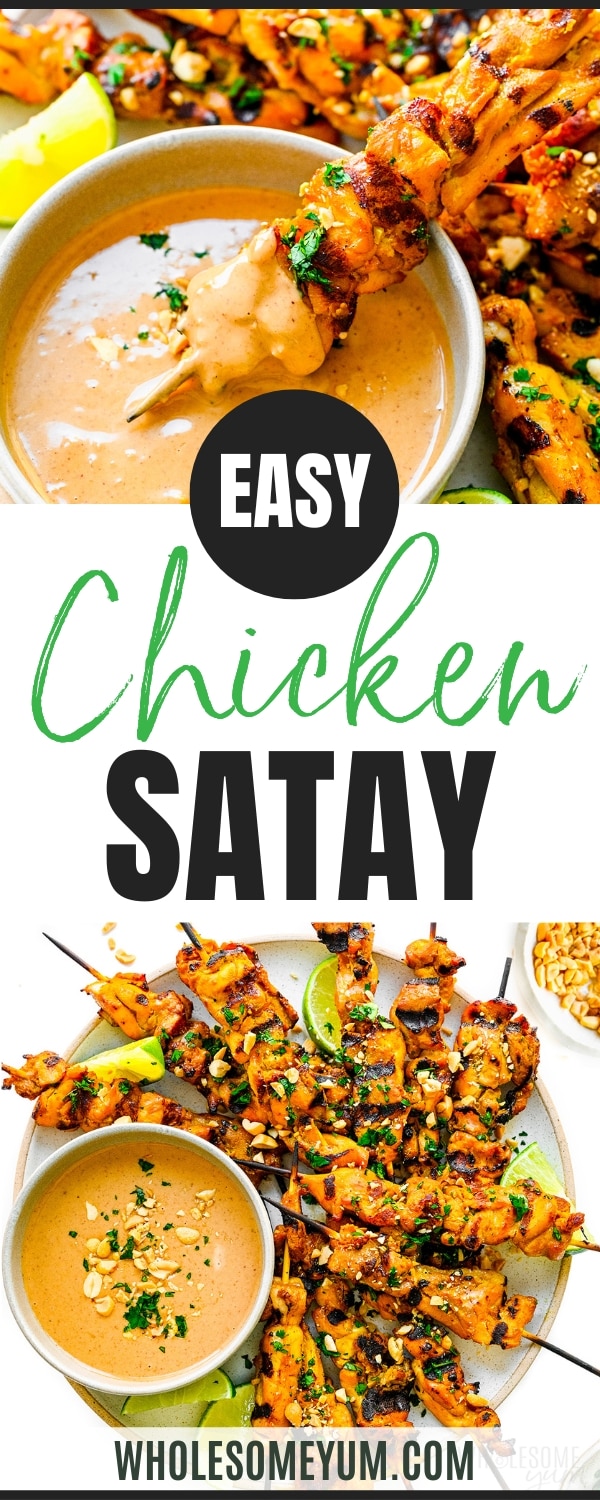 Chicken satay recipe pin.