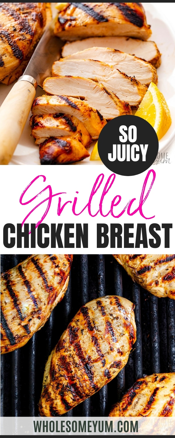 Grilled chicken breast recipe pin.