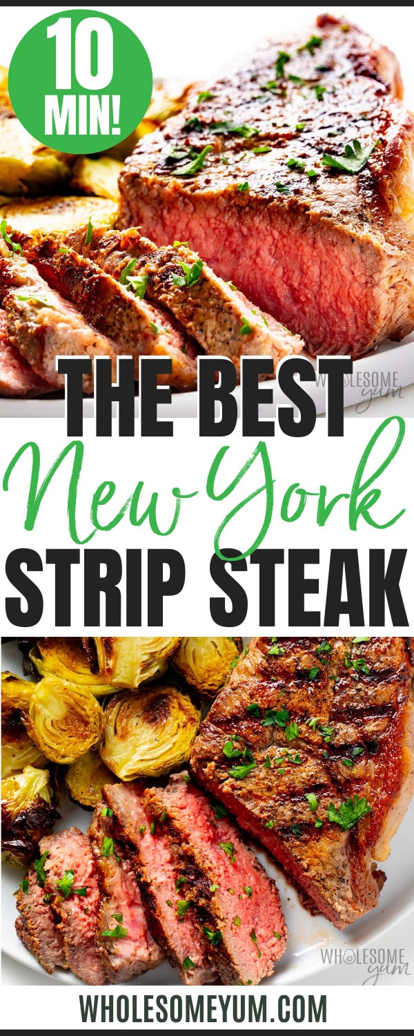 New York strip steak recipe pin.