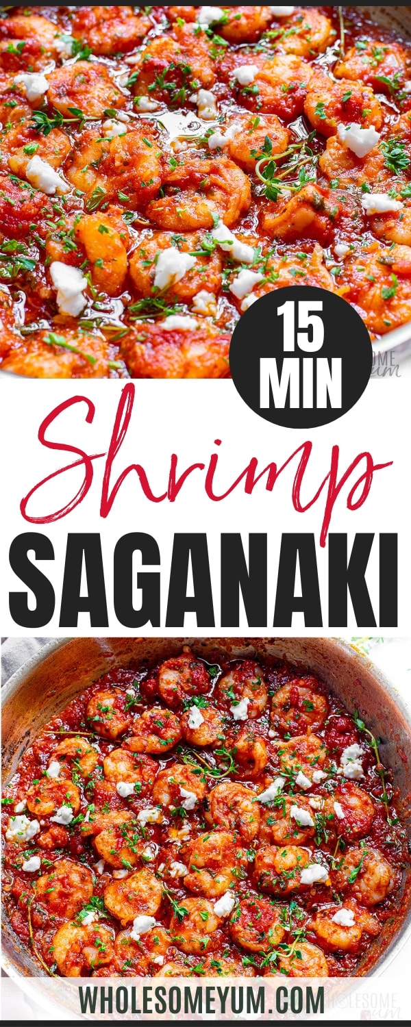 Shrimp saganaki recipe pin.
