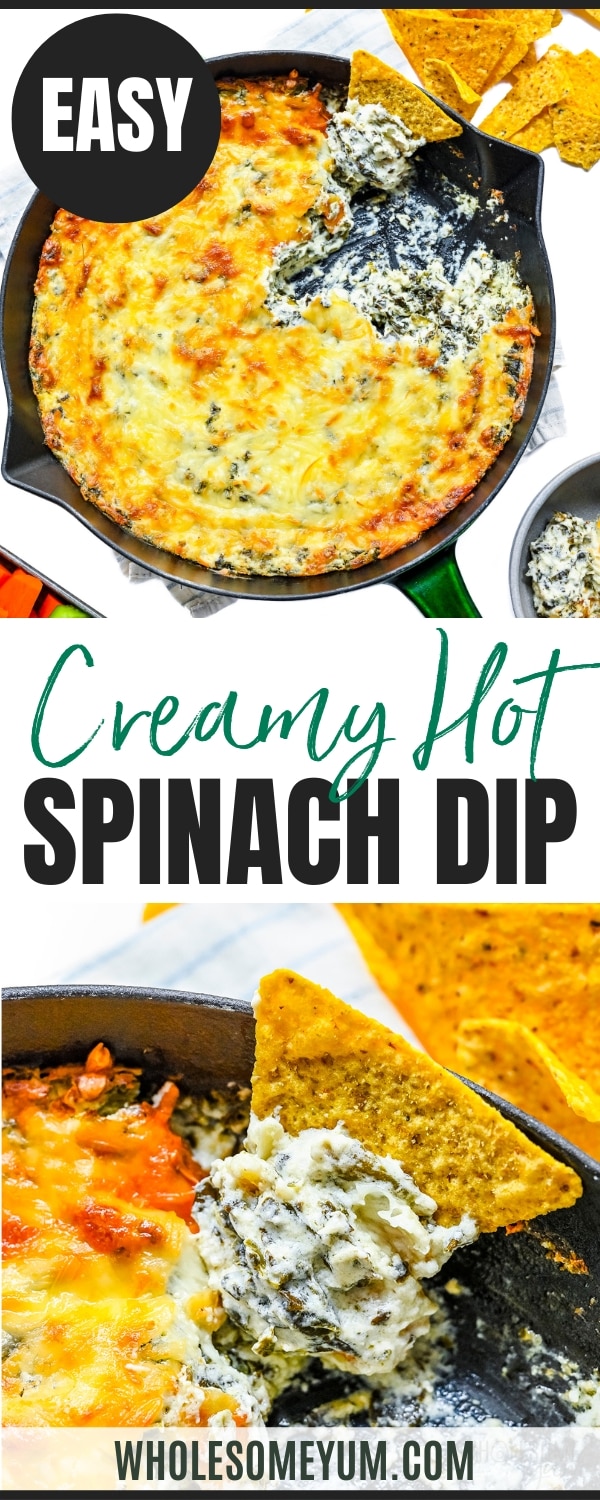 Hot spinach dip recipe pin.