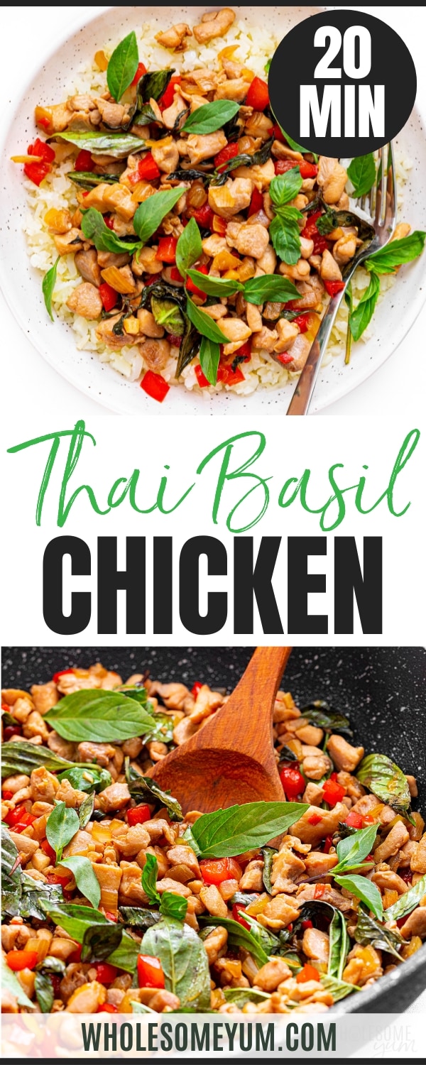 Thai basil chicken recipe pin.