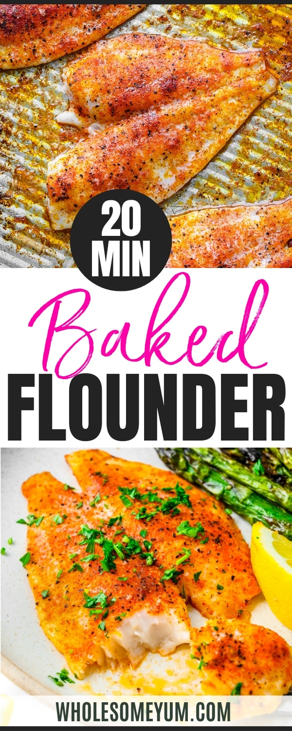 Baked flounder recipe pin.