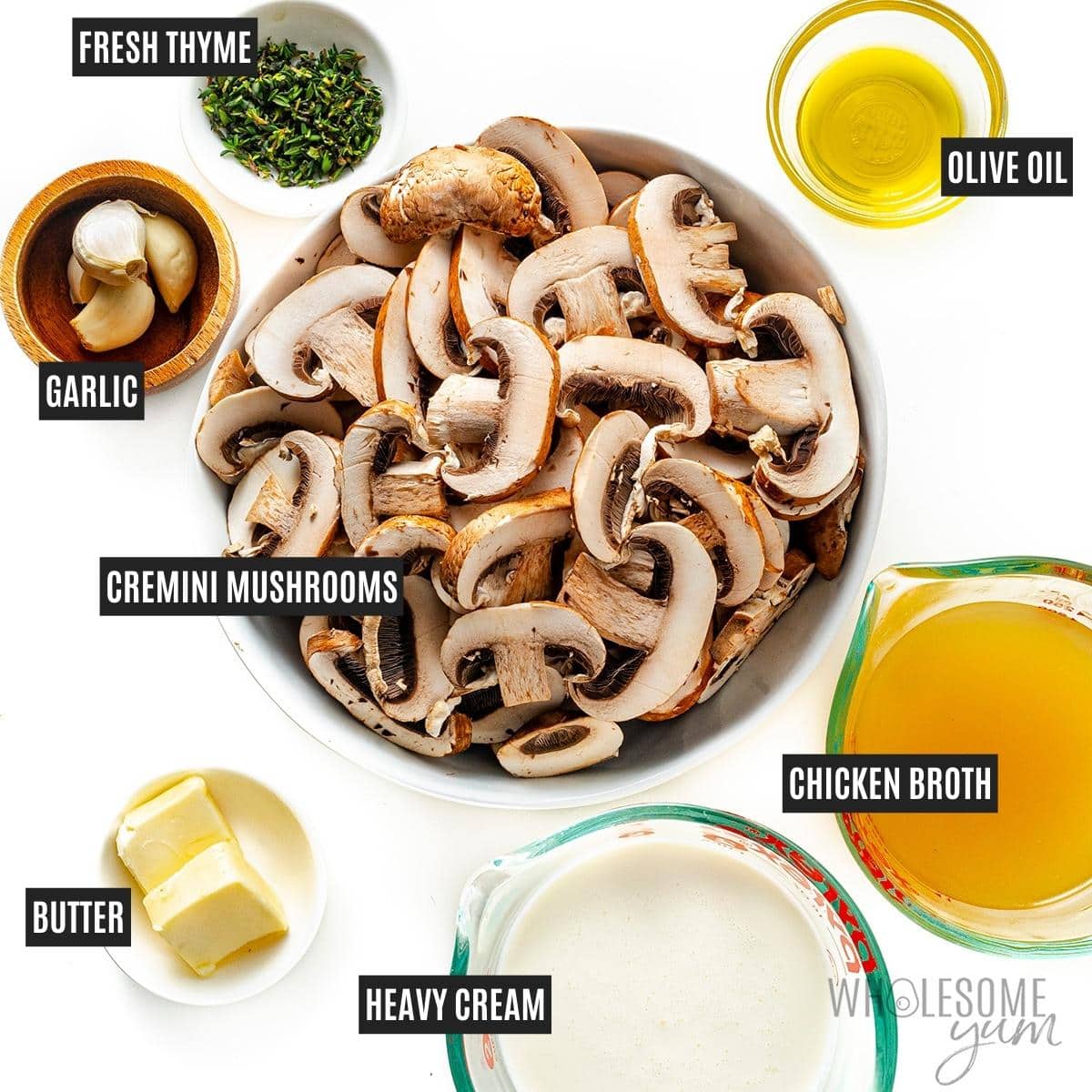 Creamy Mushroom Sauce Ingredients.