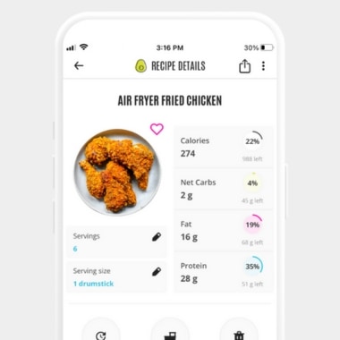 Wholesome Yum app recipes view.
