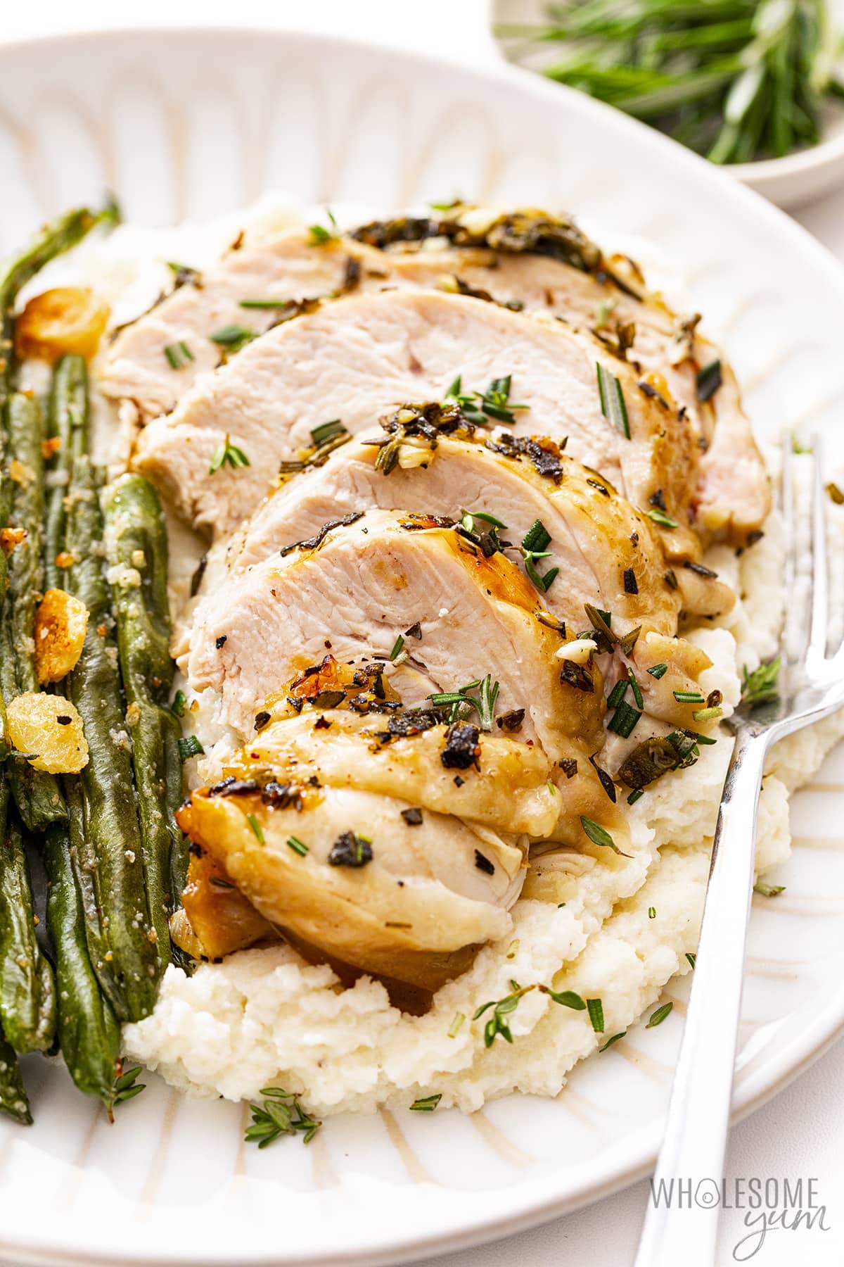 Instant Pot turkey breast on a plate.