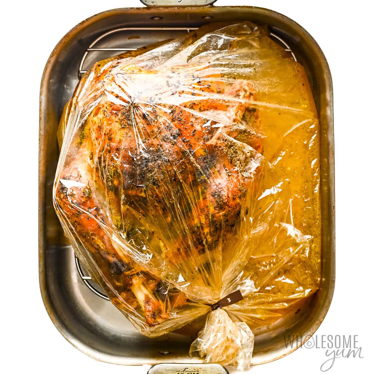 Roasted turkey in a bag.