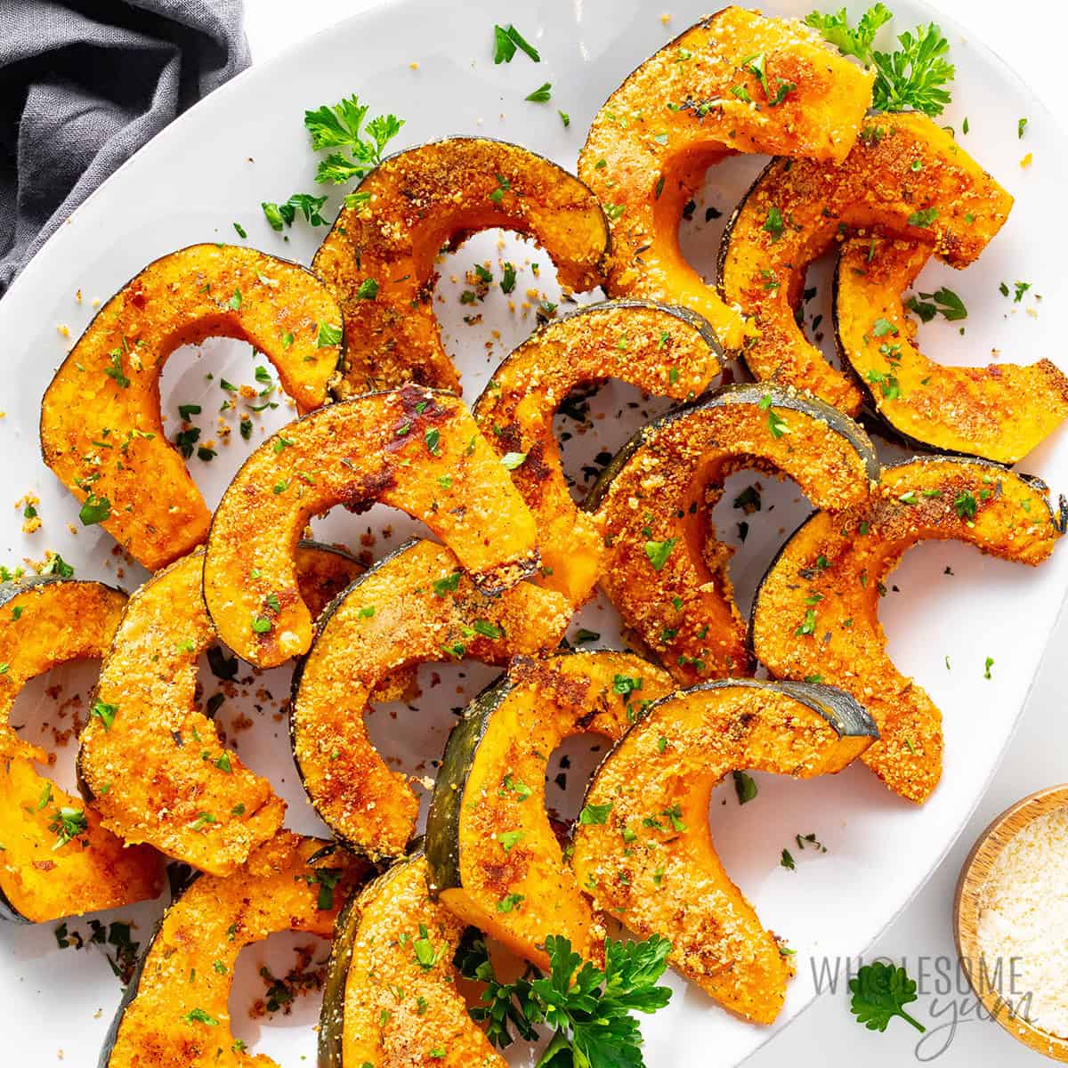 Buttercup squash on a platter.