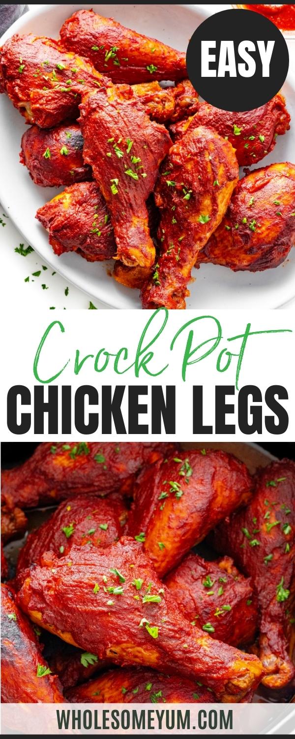 Crock Pot chicken legs recipe pin.