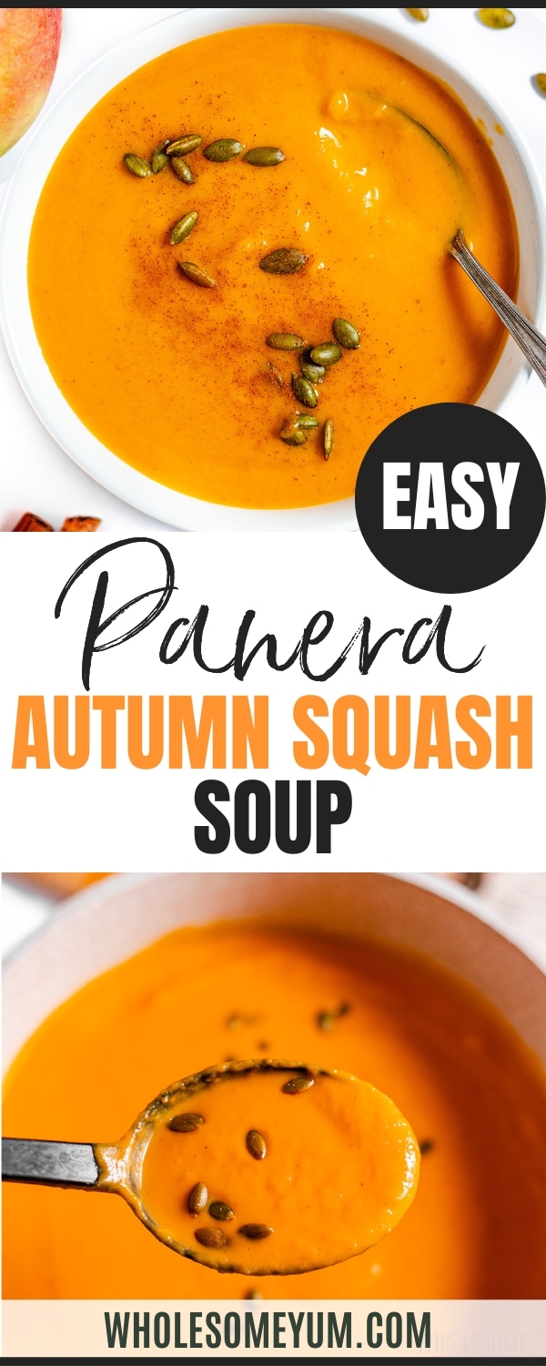 Panera autumn squash soup recipe pin.