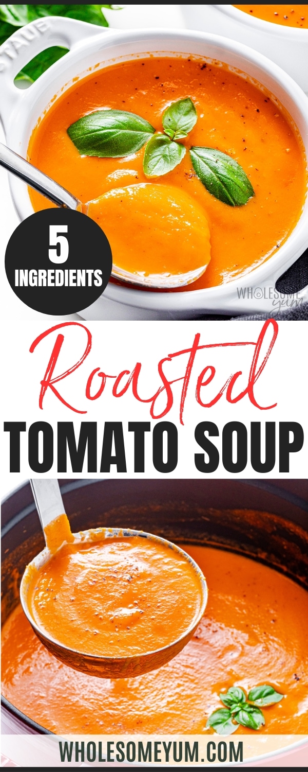 Roasted tomato soup recipe pin.