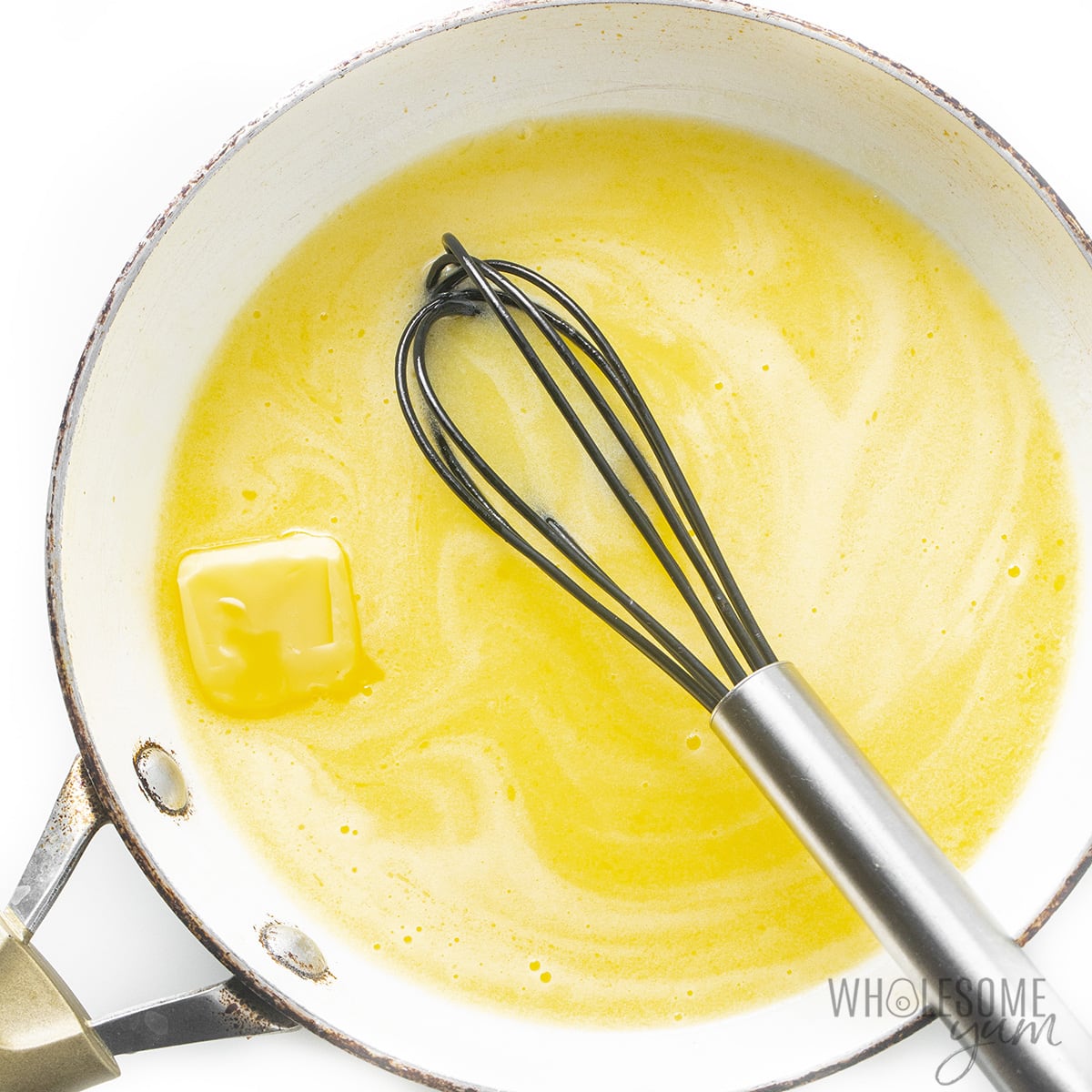 Butter and water in a skillet.