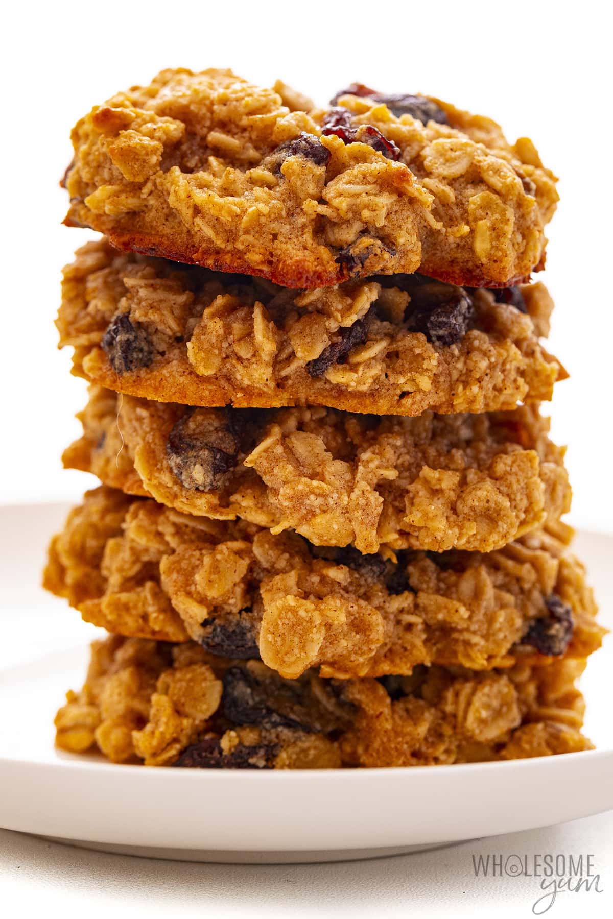 A stack of healthy oatmeal cookies.