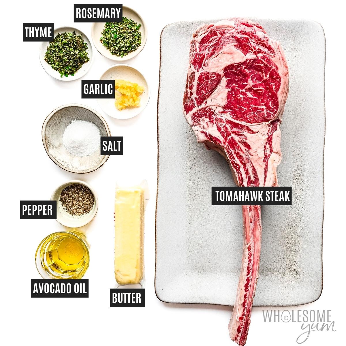 Tomahawk steak recipe ingredients.