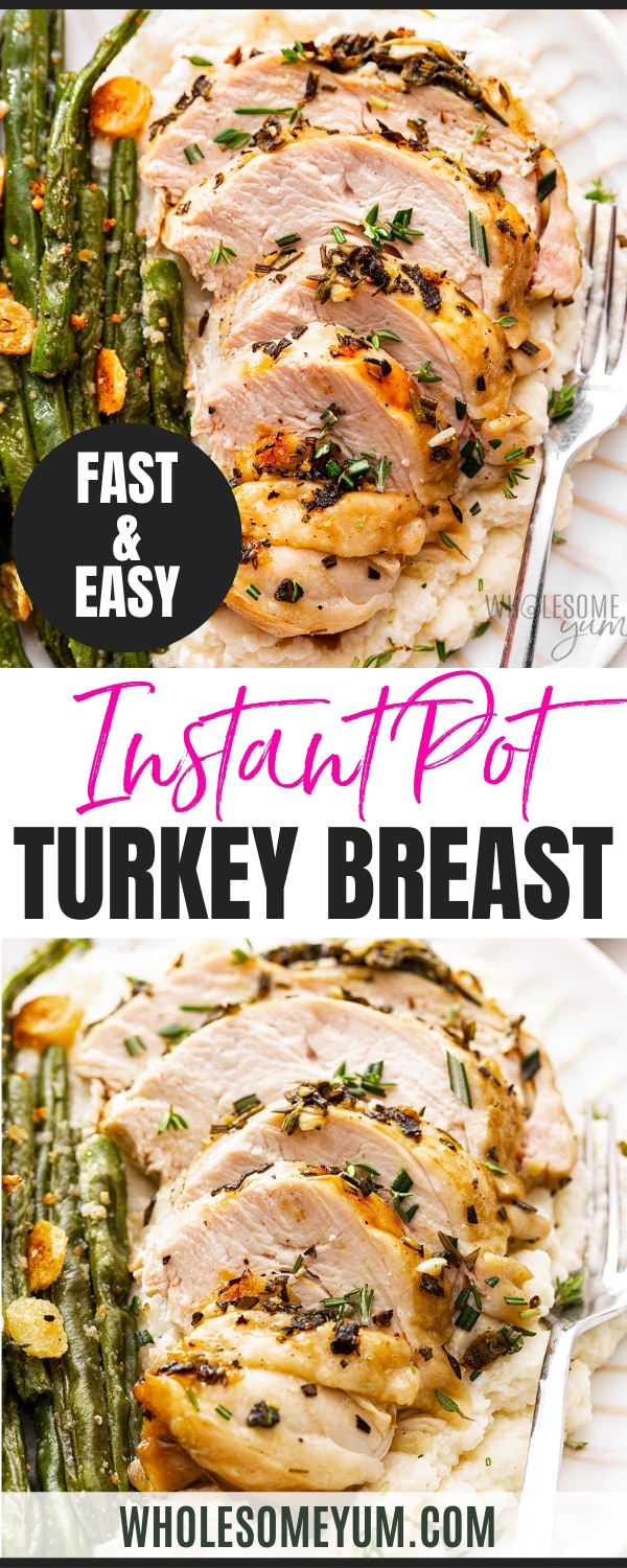 Instant Pot turkey breast recipe pin.