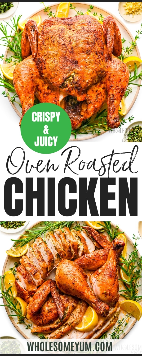 Oven roasted chicken recipe pin.
