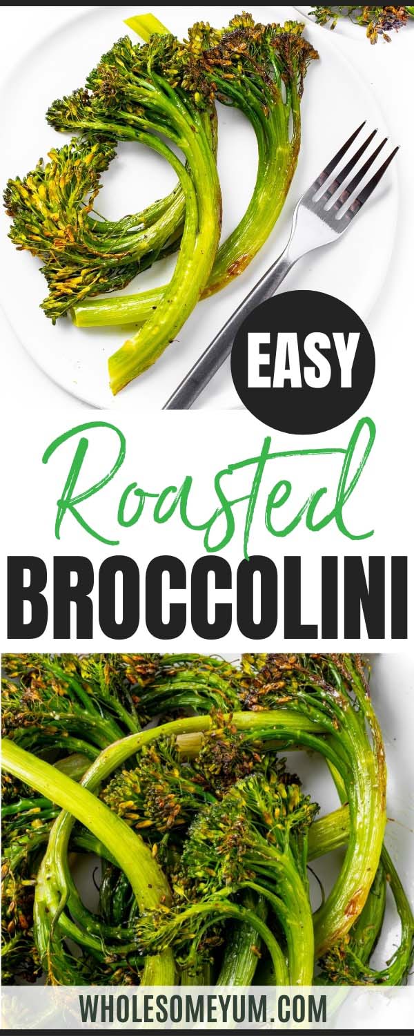 Roasted broccolini recipe pin.