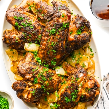 Turkey wings recipe on a platter.