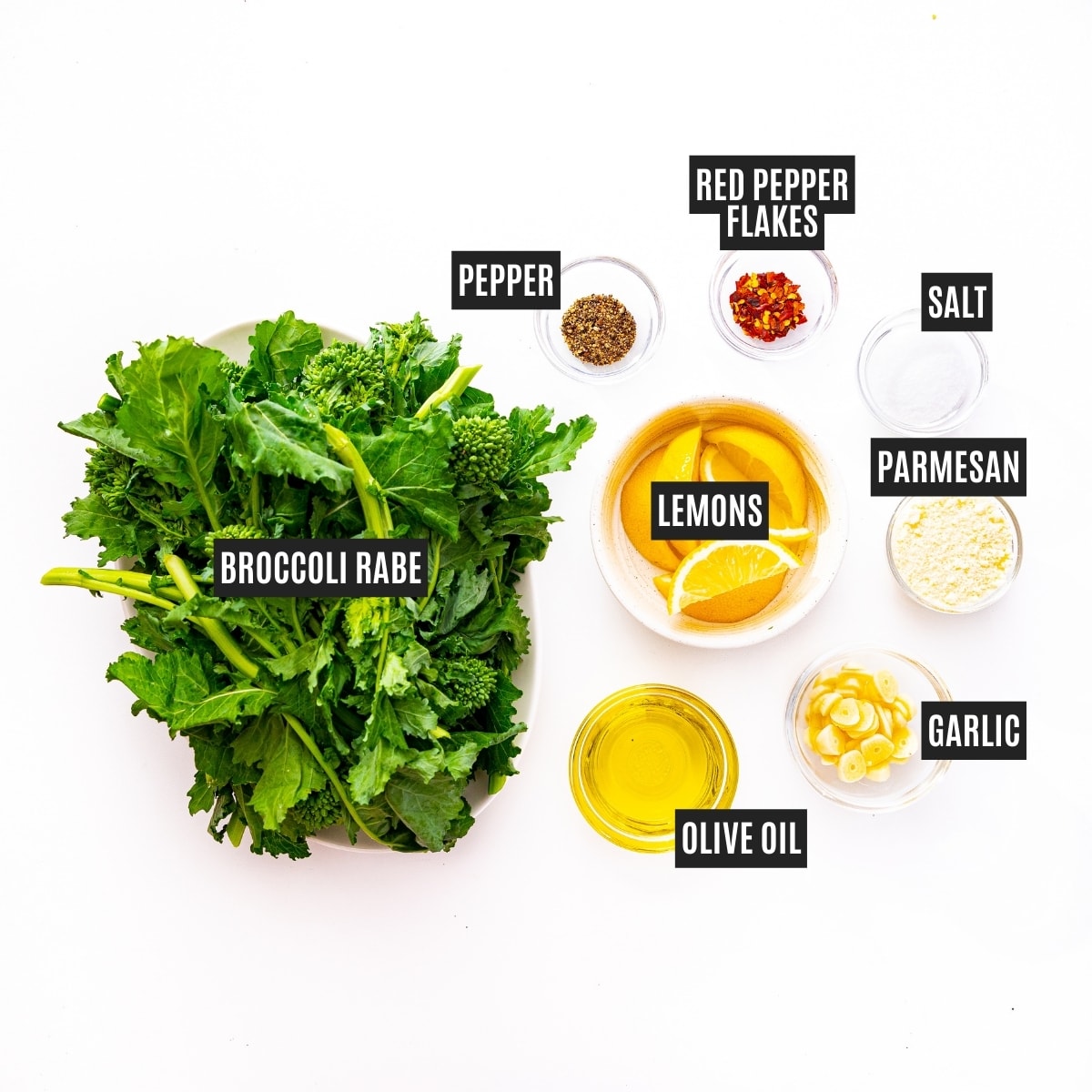 Broccoli rabe recipe ingredients.