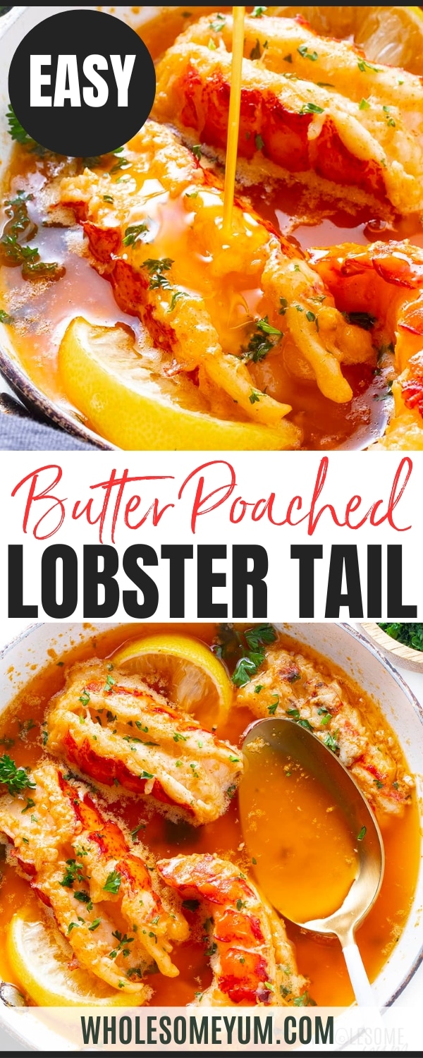 Butter poached lobster recipe pin.