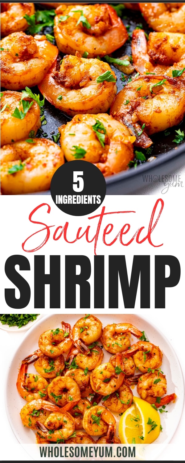 Sauteed shrimp recipe pin.