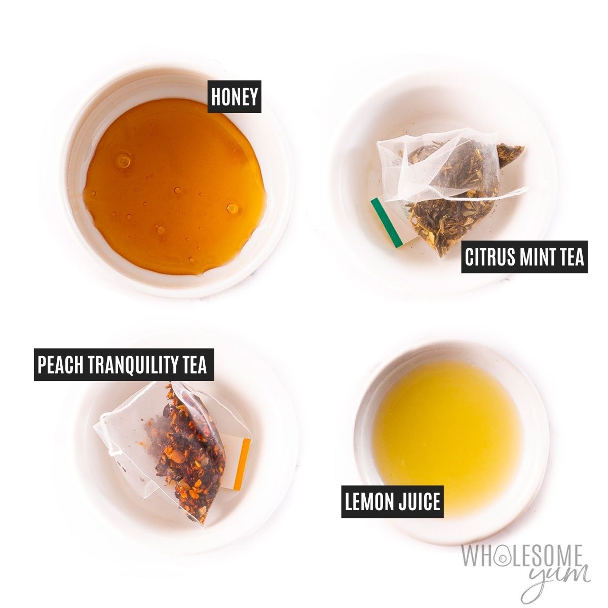 Honey citrus mint tea ingredients.