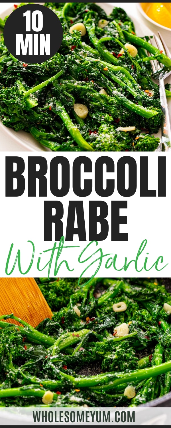 Broccoli rabe recipe pin.