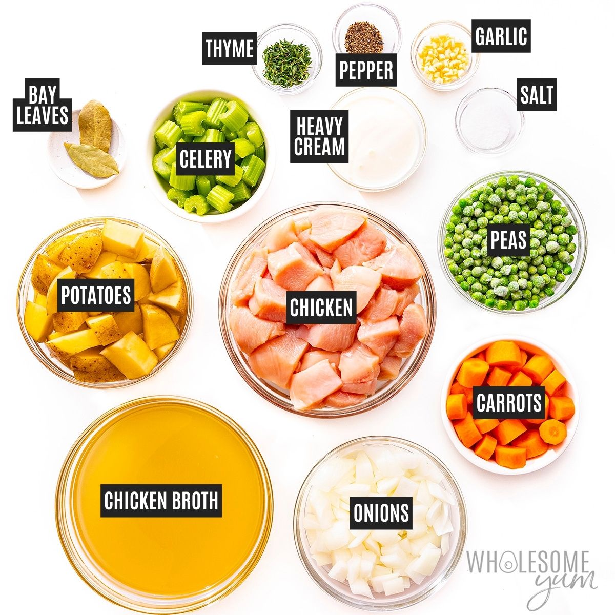 Chicken stew recipe ingredients.