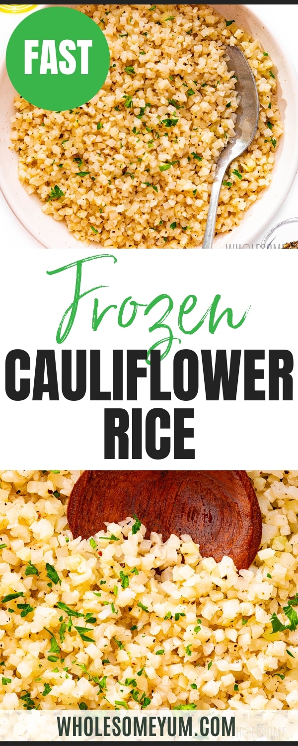 How to cook frozen cauliflower rice - recipe pin.