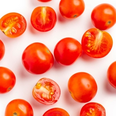 Tomatoes on white background.