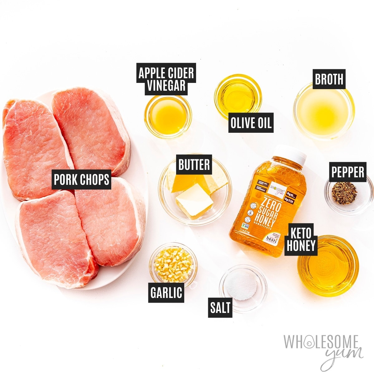 Ingredients for low carb pork chops.